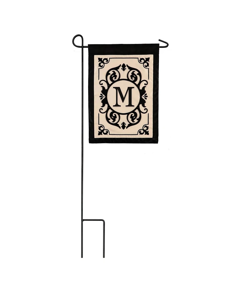 Evergreen Flag Cambridge Chic Letter M Monogram Applique Garden Flag - 12.5" Wide x 18" High