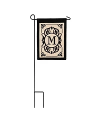 Evergreen Flag Cambridge Chic Letter M Monogram Applique Garden Flag - 12.5" Wide x 18" High