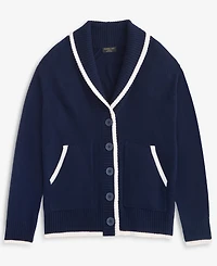 Charter Club Women's 100% Cashmere Tipped Shawl-Collar Boyfriend Cardigan, Macy's Exclusive