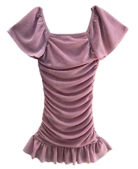 With Jules Girls' 7-16 Short-Sleeve Ruched Glitter Knit Dress