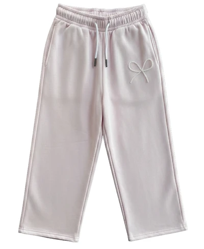 With Jules Girls' 7-16 Mini Imitation Pearl Bow Wide-Leg Sweatpants