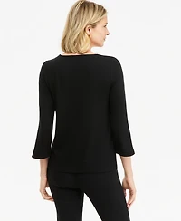 Jm Collection Women's 3/4-Length Tulip Sleeve Scoop Neck T-Shirt, Macy's Exclusive