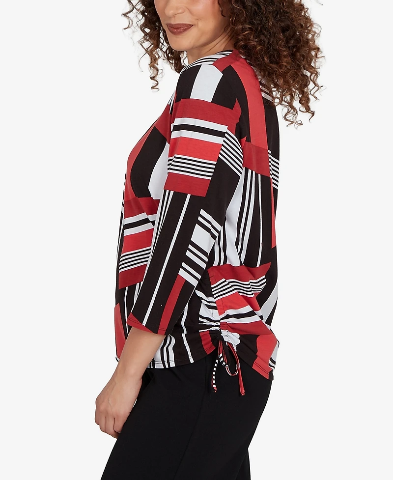 Alfred Dunner Women's Slashed Glass Knit Top