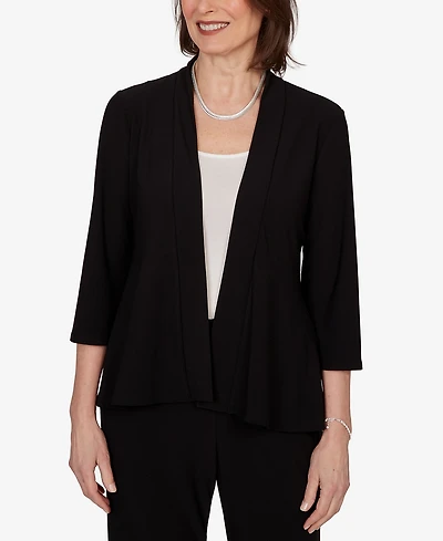 Alfred Dunner Women's Light Open Crepe Cardigan Top