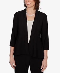 Alfred Dunner Women's Light Open Crepe Cardigan Top