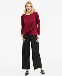 Jm Collection Women's Long-Sleeve Boat-Neck Twist-Front Top, Macy's Exclusive