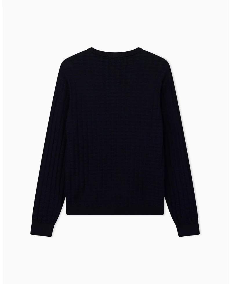 A|X Armani Exchange Men's Geometric Ribbed Viscose Crewneck Sweater