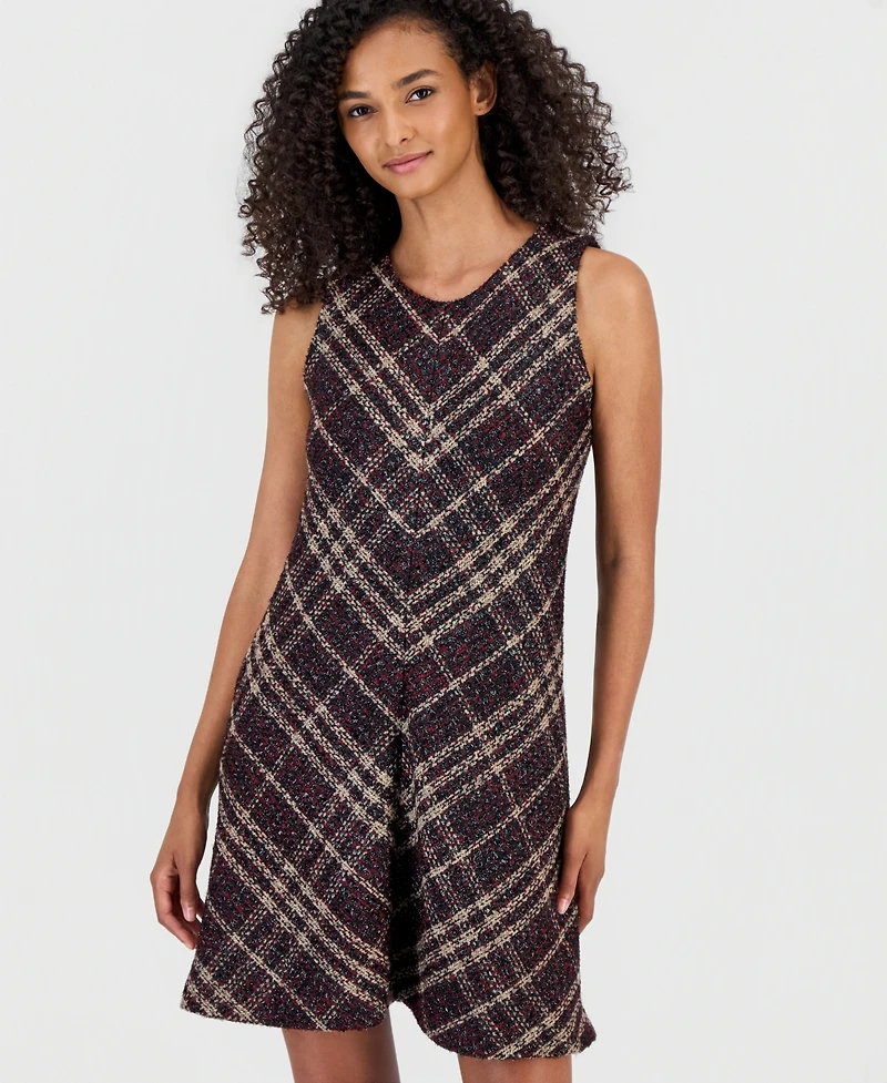 Anne Klein Women's Plaid Tweed A-Line Dress