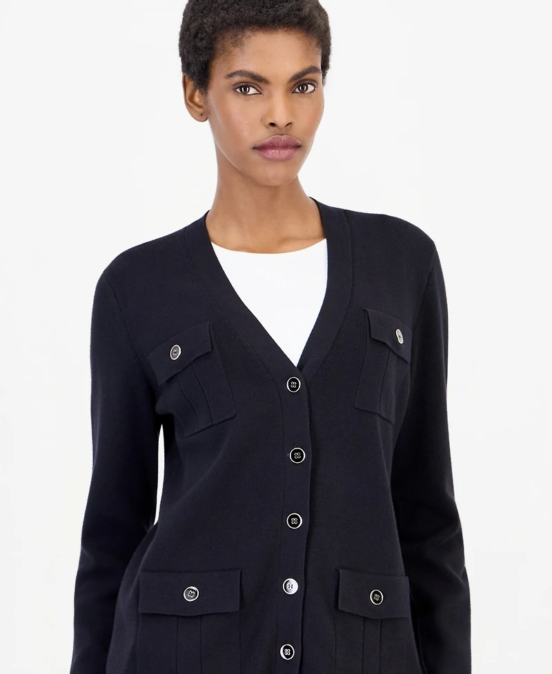 Anne Klein Women's Four Patch Pockets Cardigan