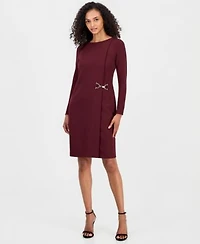 Anne Klein Womens Scoop Neck Scuba Crepe Sheath Dress