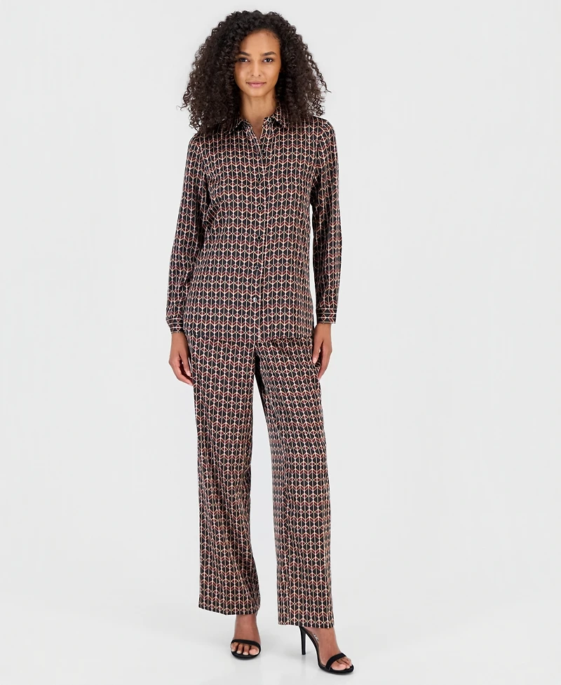 Anne Klein Women's Collared Button-Front Blouse