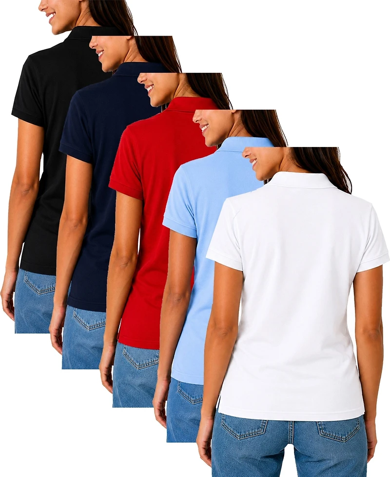 Galaxy By Harvic Women's Short Sleeve School Uniform Pique Polo Shirt- Pack