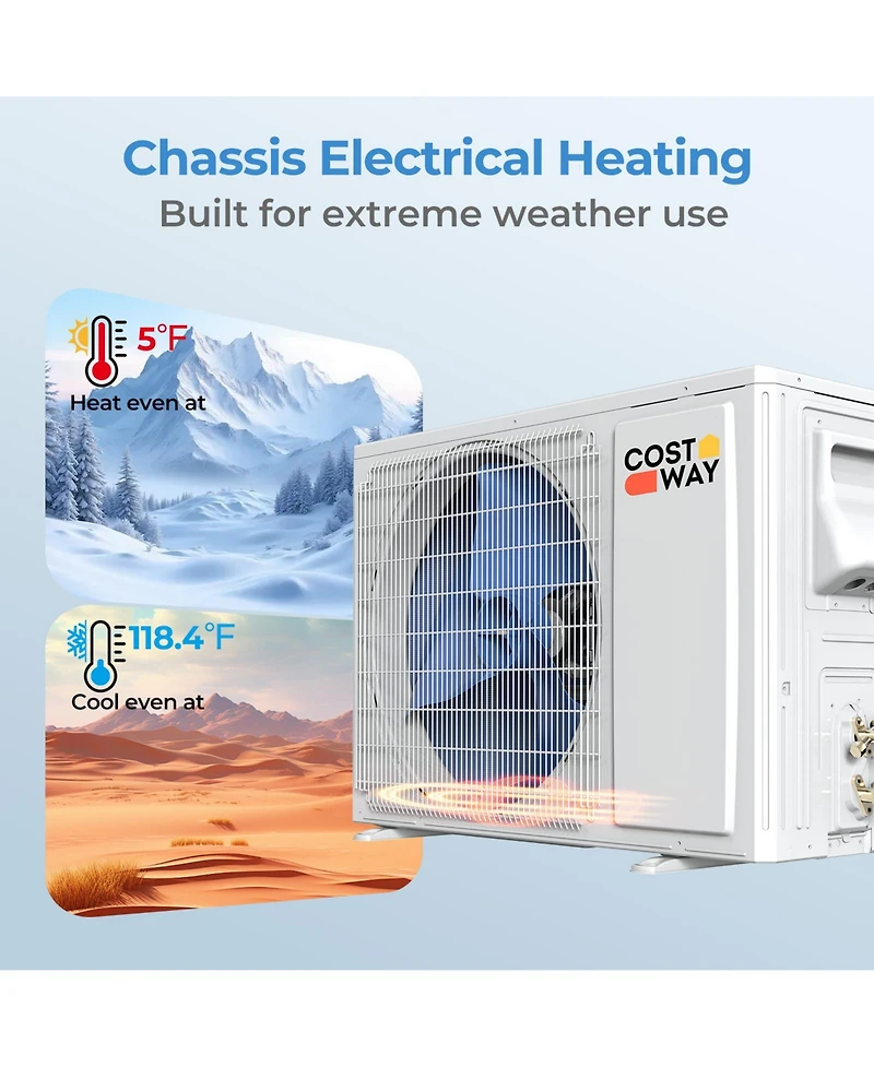 Costway 9100 Btu Mini Split Air Conditioner and Heater with Heat Pump and Full Installation Kit