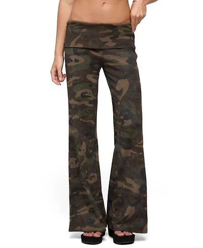 Edikted Women's Lumielle Camo Wide Leg Foldover Pants