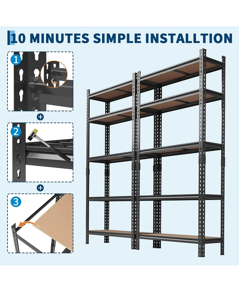 homfan Storage Shelves, Heavy Duty Metal Shelving Unit with Adjustable Shelves for Pantry or Basement