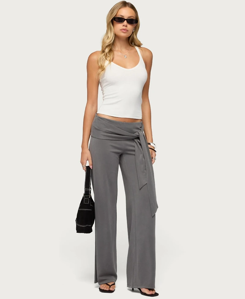 Edikted Women's Xyla Straight Leg Tie Pants