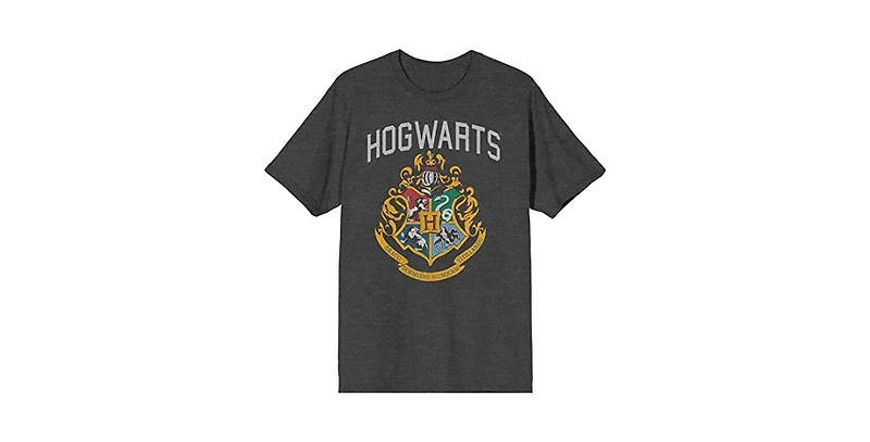 Harry Potter Men's Hogwarts Crest Charcoal Heather T-shirt-xxl