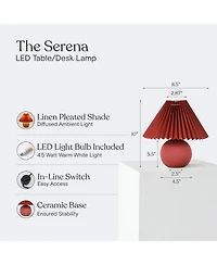 Brightech Serena 10" Ceramic Led Table Lamp with Pleated Shade