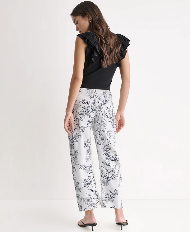 Bcbg Women's Printed Flat-Front Barrel Leg Jeans
