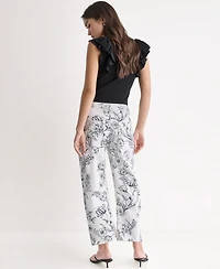 Bcbg Women's Printed Flat-Front Barrel Leg Jeans