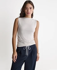 Bcbg Women's Ruched Side Boat Neck Sleeveless Knit Top