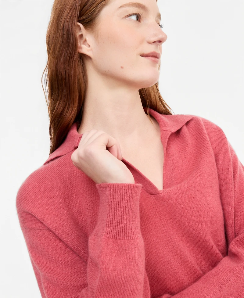 Charter Club Women's Johnny-Collar Cashmere Long-Sleeve Sweater, Macy's Exclusive