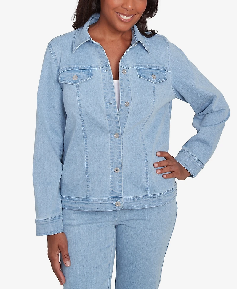 Alfred Dunner Petite Classic Fit Denim Jacket
