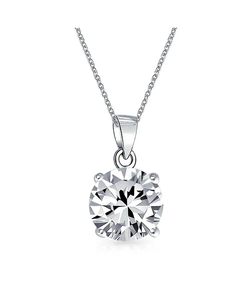 Bling Jewelry 4CTW Round Cz Solitaire Stud Earrings and Pendant Necklace Set .925 Sterling Silver