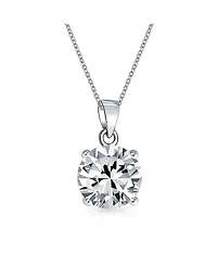 Bling Jewelry 4CTW Round Cz Solitaire Stud Earrings and Pendant Necklace Set .925 Sterling Silver