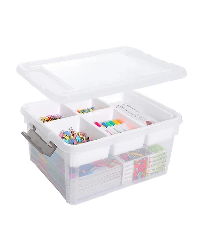Xdovet Plastic Storage Box With Removable Tray Stackable Latching Handle