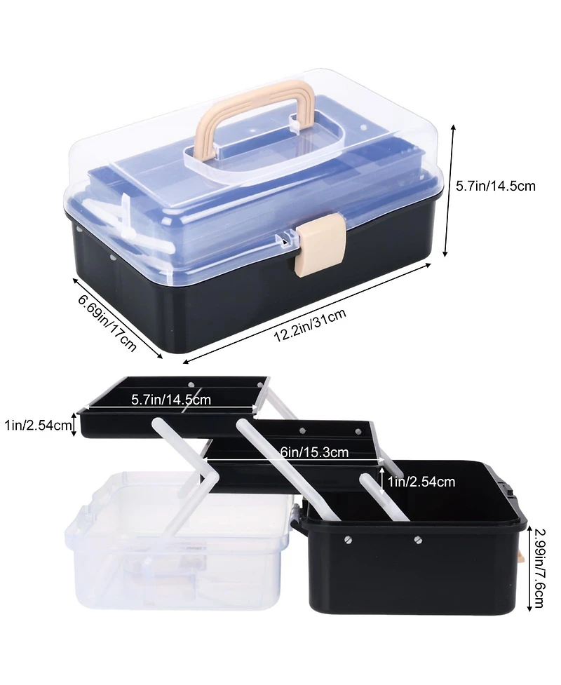 Xdovet Craft Organizer Tackle Box 3-Layer Folding Toolbox