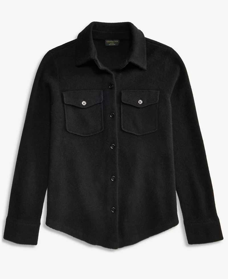 Charter Club Women's Cashmere Collared Shacket, Macy's Exclusive