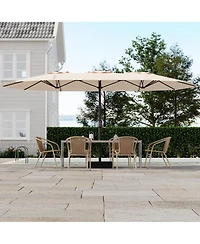 homfan Heavy Duty Outdoor Patio Umbrella with 8 Ribs, Waterproof Uv Protection, Crank and Push-Button for Deck, Pool, Garden, Backyard