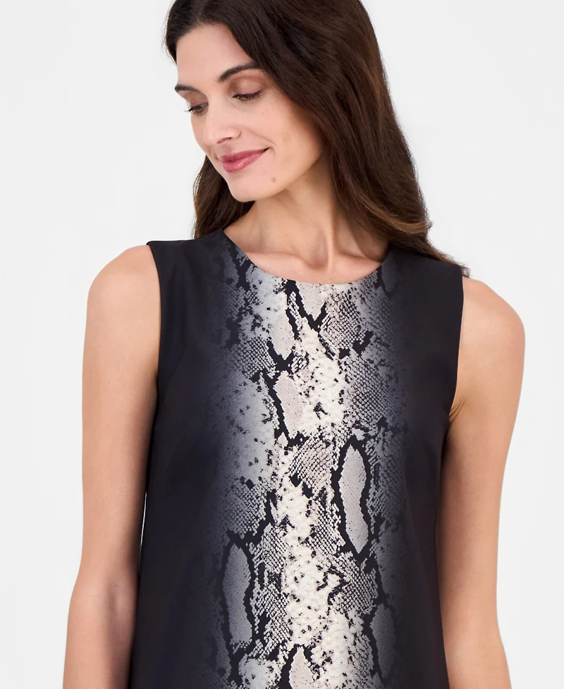Anne Klein Women's Animal-Print Jewel-Neck Midi Dress