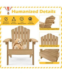 Gymax Kids Adirondack Chairs Tilted High Backrest Wide Armrests and Angled Seat