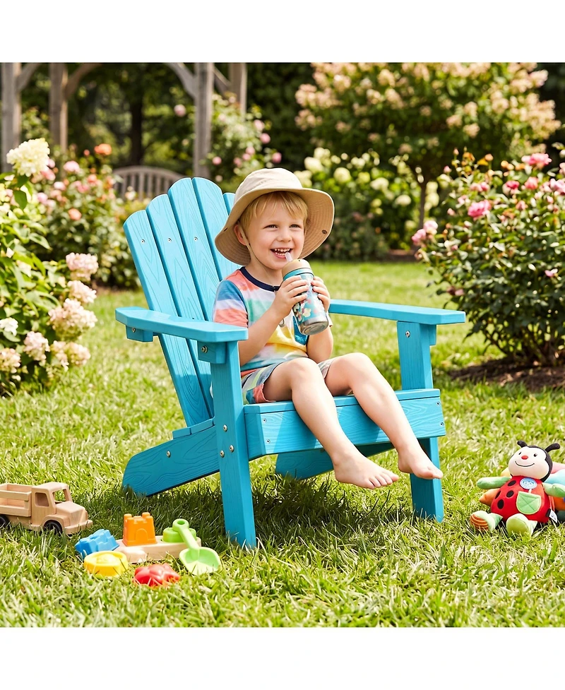 Gymax Kids Adirondack Chairs Tilted High Backrest Wide Armrests and Angled Seat
