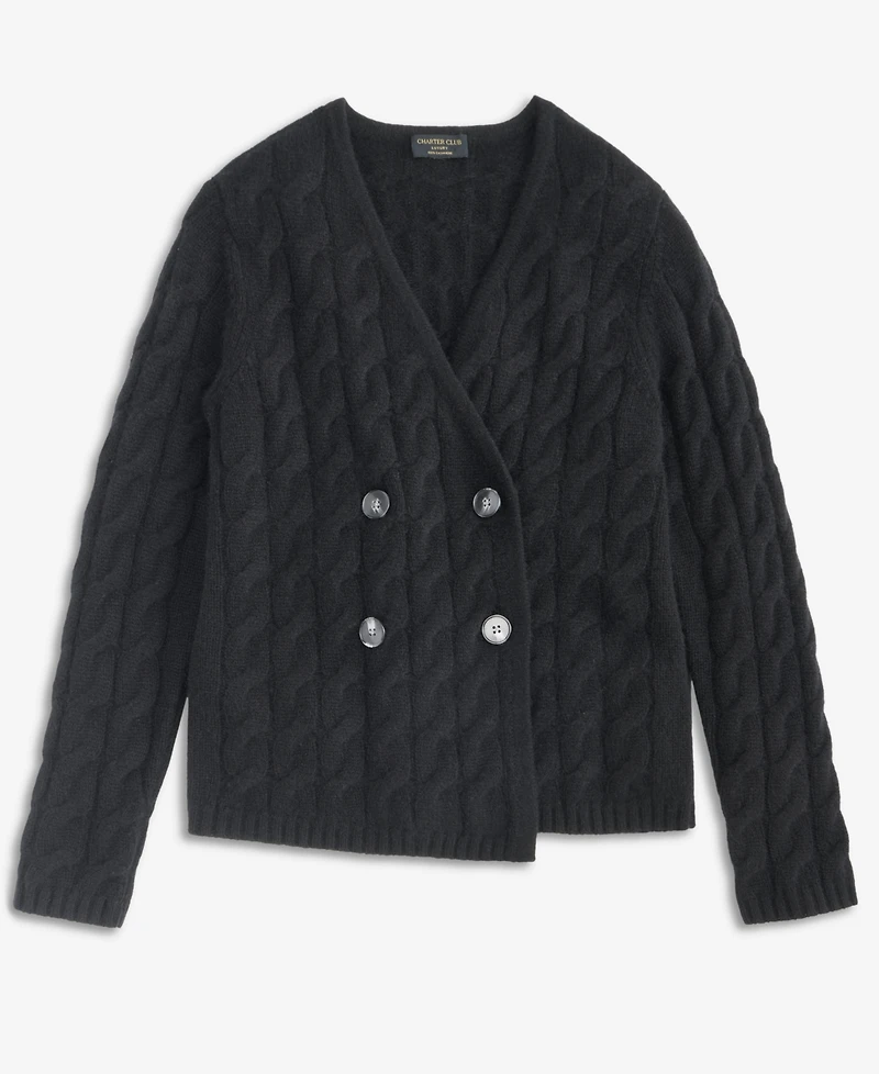 Charter Club Women's 100% Cashmere Cable-Knit V-Neck Cardigan, Macy's Exclusive
