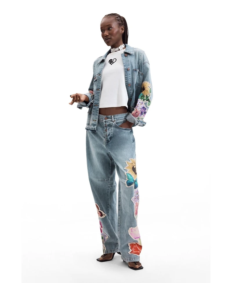 Desigual Women's Printed floral jeans