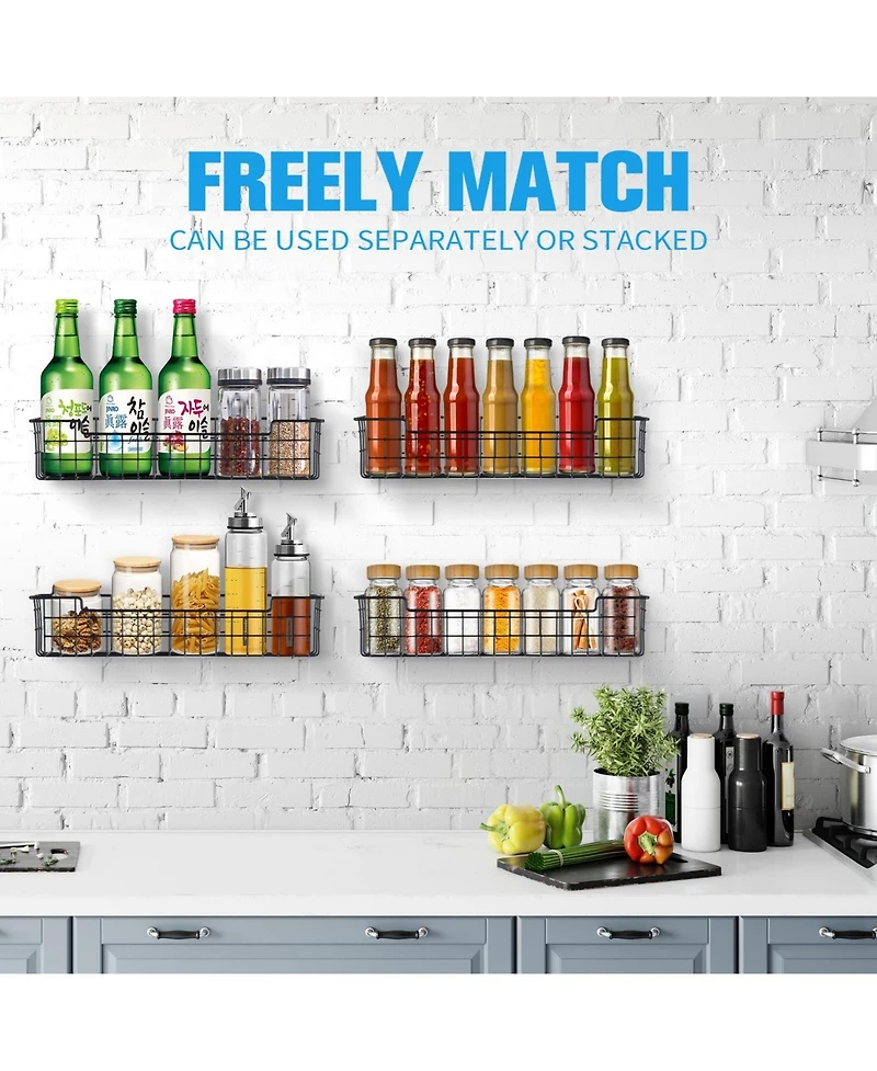 Xdovet Spice Rack Organizer Wall Mount Cabinet Door Storage Kitchen