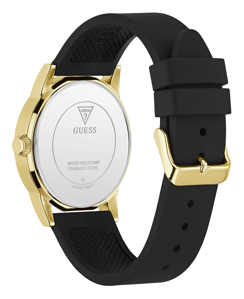 Guess Men's Gold-Tone Silicone Strap Watch 42mm