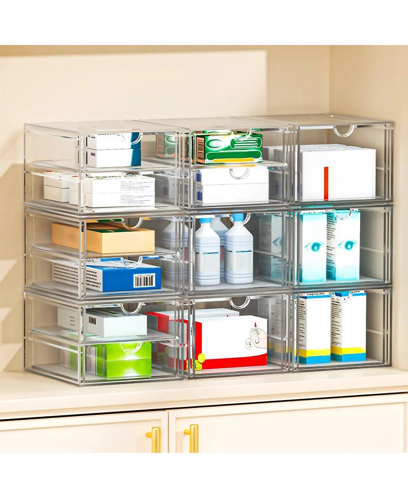 Xdovet Versatile Makeup Organizer Drawer Transparent Desktop Storage 4 Drawers