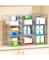 Xdovet Versatile Makeup Organizer Drawer Transparent Desktop Storage 4 Drawers