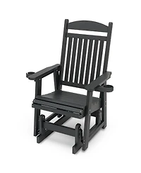 Maga Casa Poly Lumber All-Weather Outdoor Glider Chair, Heavy-Duty Single Patio Rocker with Removable Cup Holders