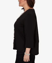 Alfred Dunner Plus Vertical Spliced Animal Puff Printed Top
