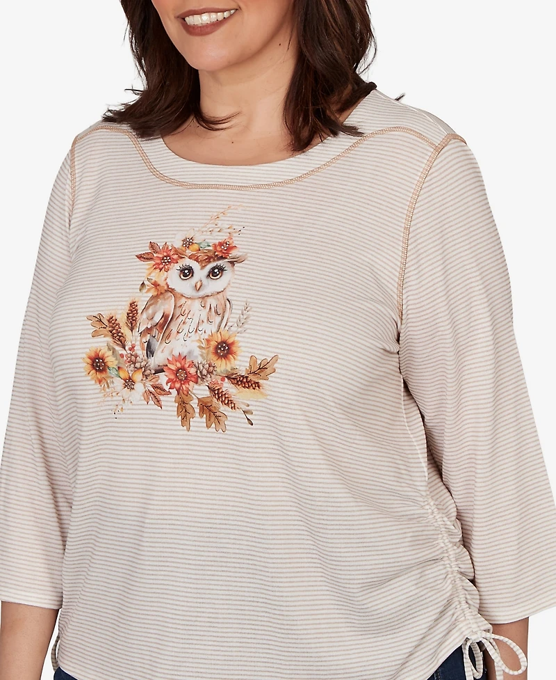 Alfred Dunner Plus Autumn Owl Knit Top