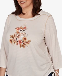 Alfred Dunner Plus Autumn Owl Knit Top