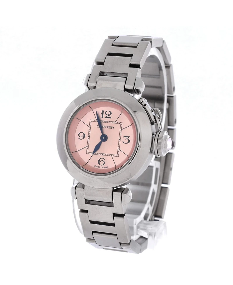 Pre-Owned Cartier Miss Pasha Pink Dial Quartz Watch in Stainless Steel 27mm
