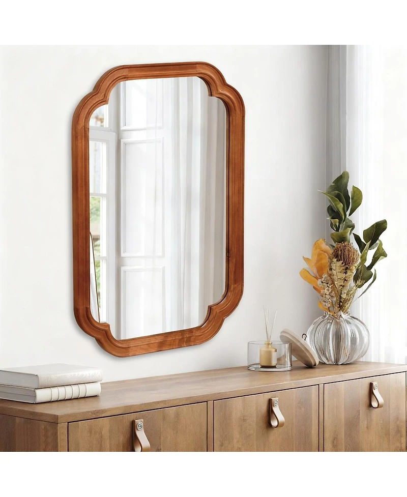 Laoties 24" x 36" Wood Wall Mirror, Bathroom Vanity Mirror with Rounded Corner Solid Frame for Entryway and Bedroom