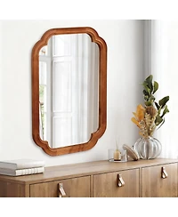 Laoties 24" x 36" Wood Wall Mirror, Bathroom Vanity Mirror with Rounded Corner Solid Frame for Entryway and Bedroom