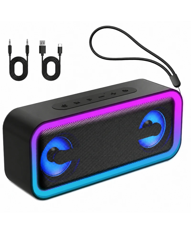 Aronkl Portable Bluetooth Speaker with Rgb Lights 24h Playtime IP67 Waterproof Tws Pairing